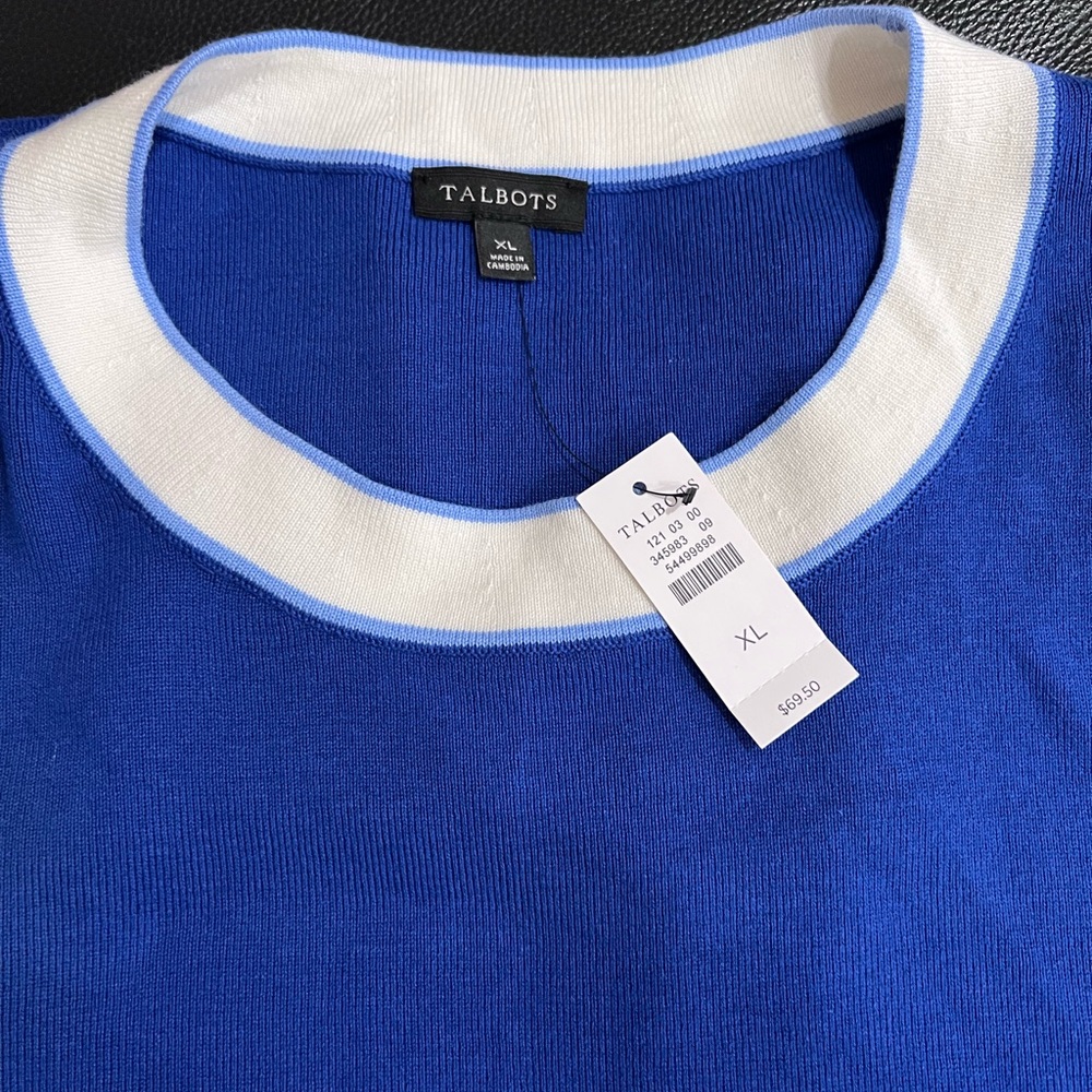 Talbots  Blue Short Sleeve Shirt Size XL